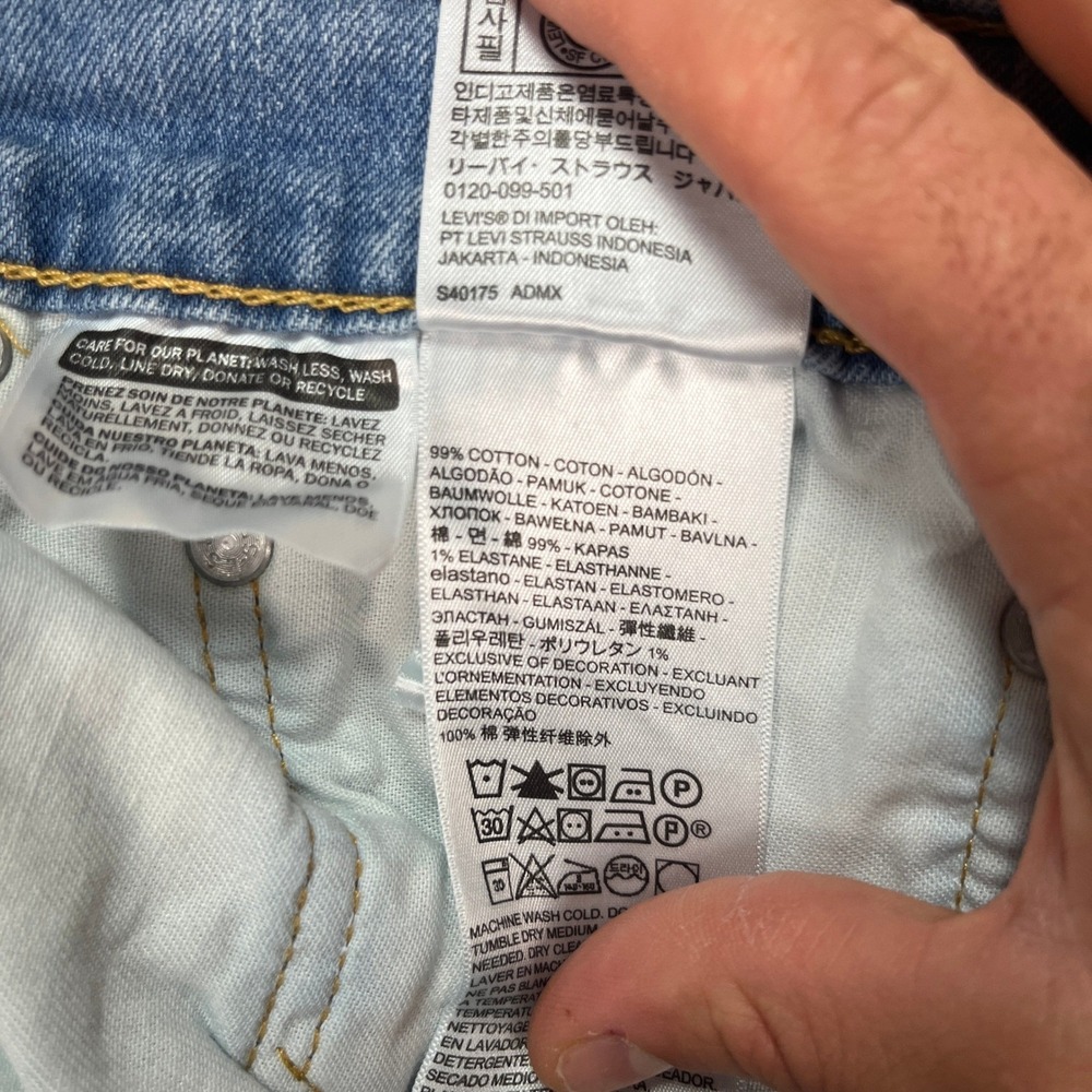 Levi Strauss 505 Jeans Mens W36 L34 Light Wash Straight Fit Denim Pants - Picture 9 of 14